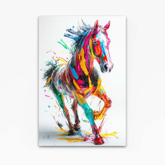 Splash Color Prance Horse Prints — contemporary canvas print, angled canvas view on white background