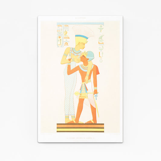 Standing Pharaoh Illustration Egyptian Wall Art – angled canvas view on white background