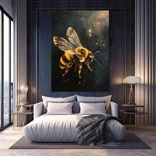 Stardust Bee Art — abstract canvas print in brown tones, view 3