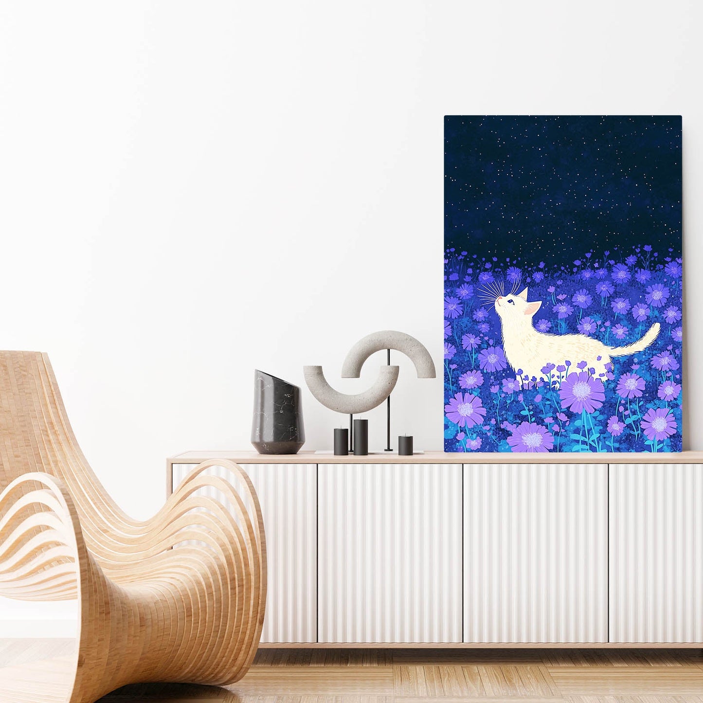 Starlit Meadow Cat Wall Art