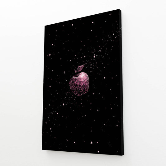 Starry Night Sky Apple Canvas Art – angled canvas view on white background