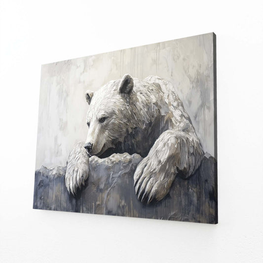Stone Ledge Rest Bear Prints — contemporary canvas print, angled canvas view on white background