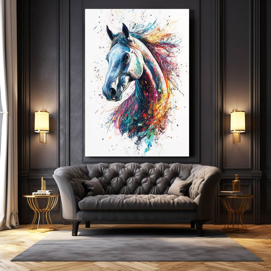 Subject Horse Canvas Art – angled canvas view on white background