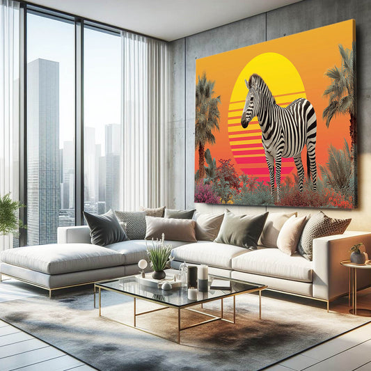 Sunrise Zebra Prints – styled in a furnished interior