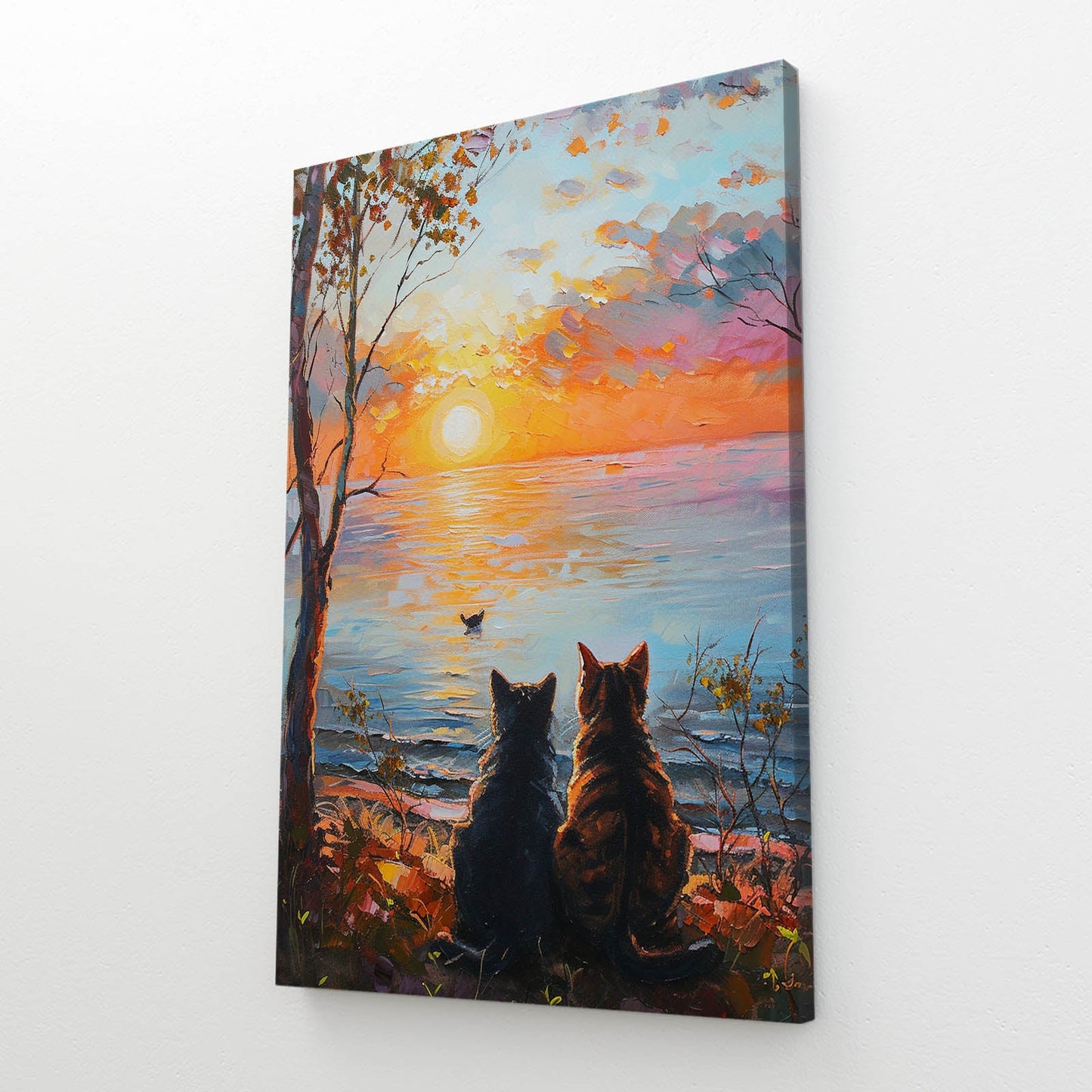 Sunset Companions Cat Art
