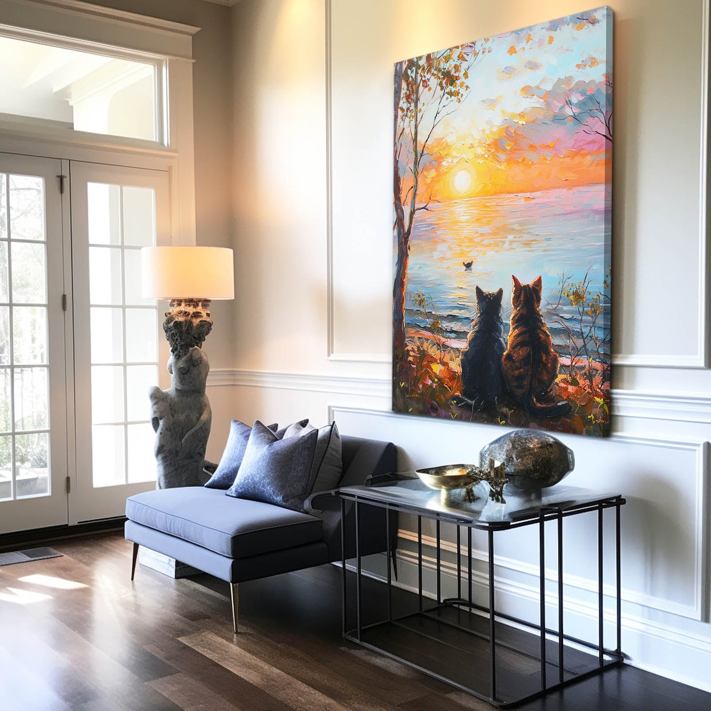 Sunset Companions Cat Art