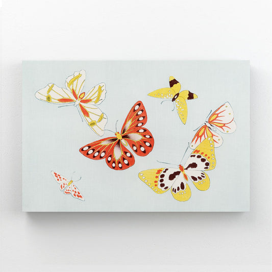Sunset Wings Butterfly Wall Art — botanical canvas print in white tones