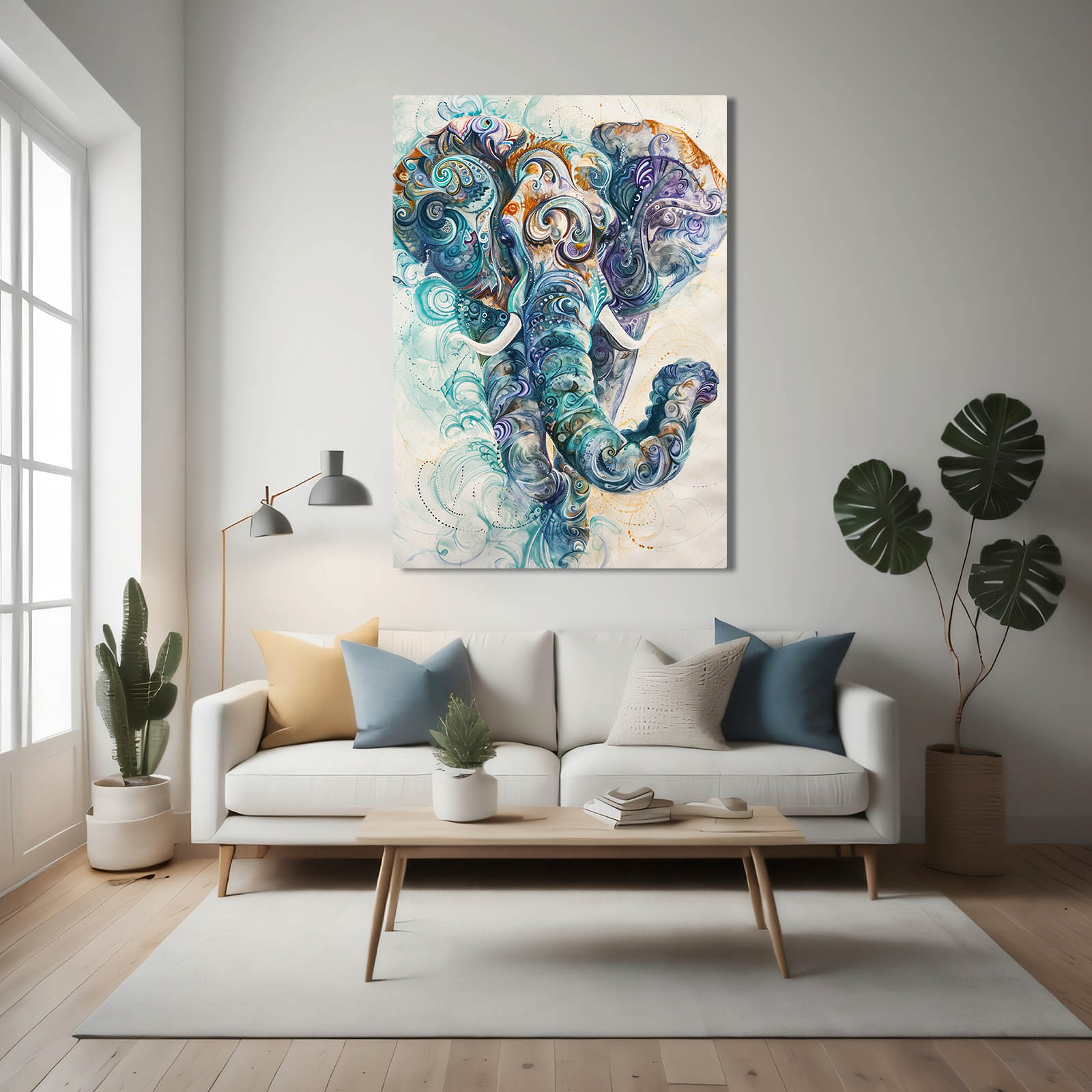 Swirling Pattern Elephant Art