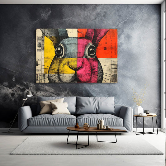 Timeless Bunny Wall Art – angled canvas view on white background