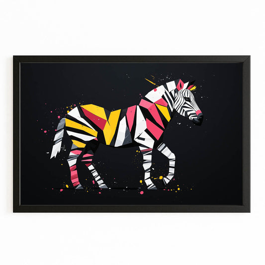 Timeless Zebra Canvas – with Premium Black frame on white background