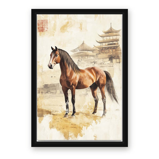 Traditional Horse Wall Art – with Premium Black wood frame