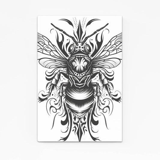 Bee Tattoo Art – angled canvas view on white background