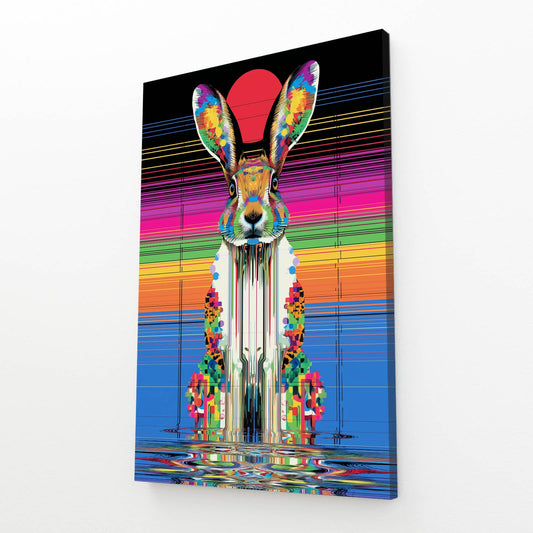 Trippy Bunny Canvas – angled canvas view on white background