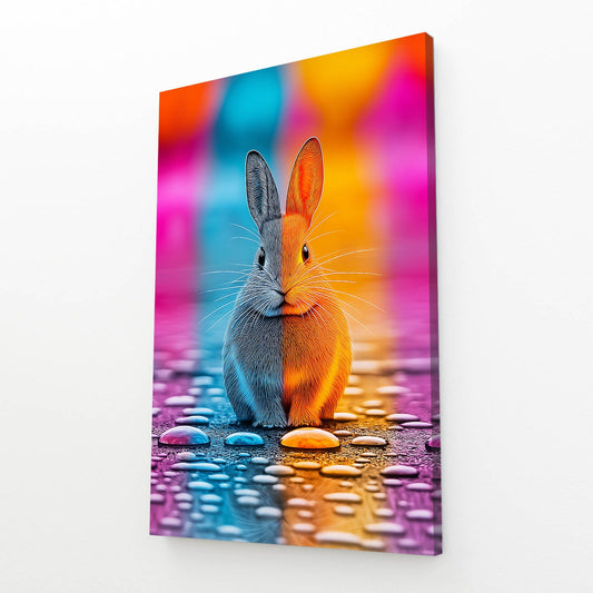 Trippy Bunny Prints – angled canvas view on white background