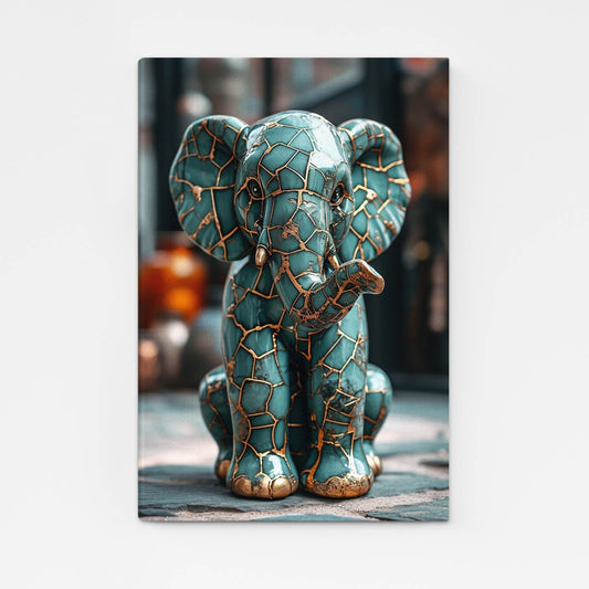 Turquoise Mosaic Elephant Wall Art