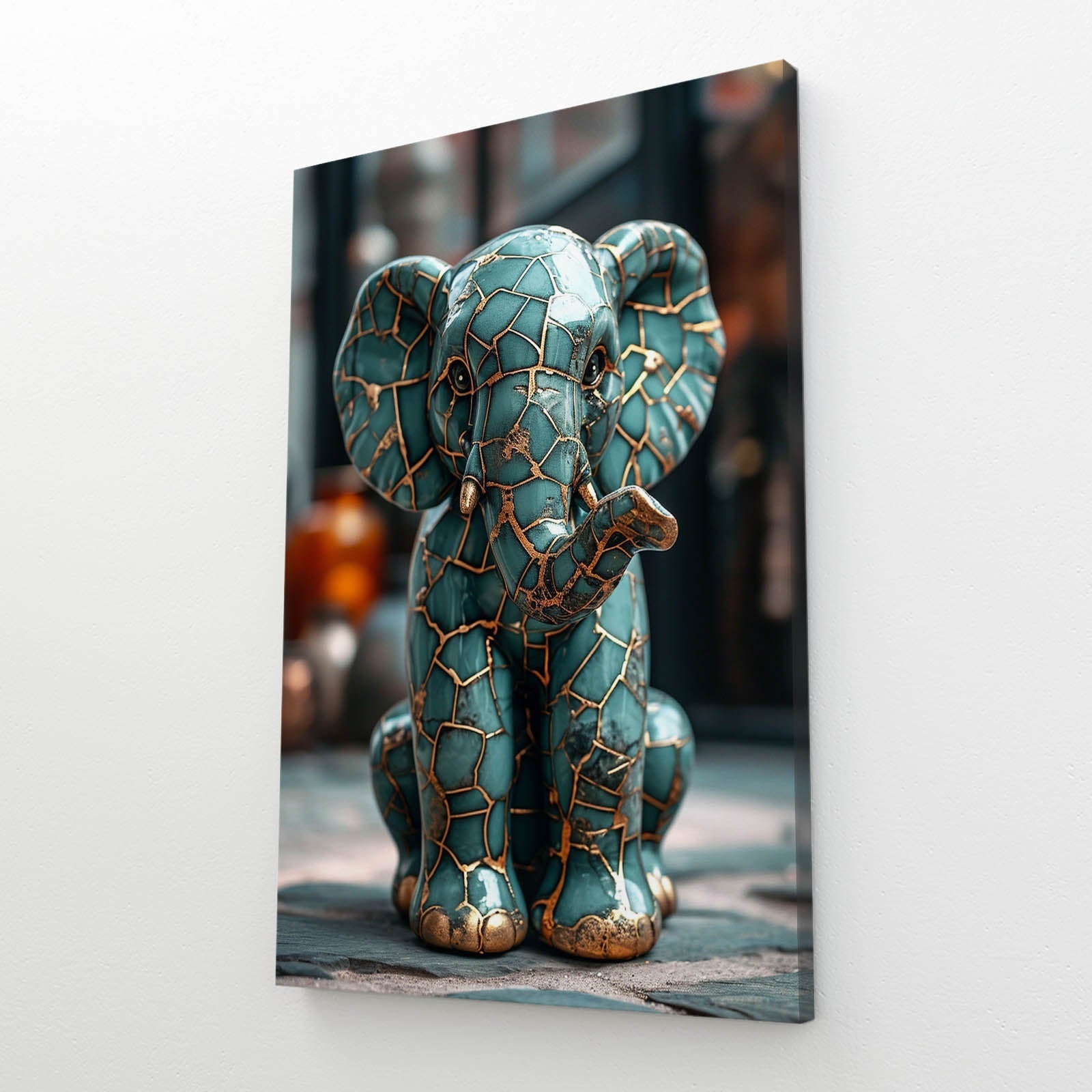 Turquoise Mosaic Elephant Wall Art
