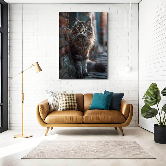 Urban Majesty Cat Wall Art — photography canvas print in brown tones, view 3