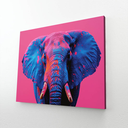 Vibrant Pop Elephant Art — abstract canvas print in pink tones, view 3