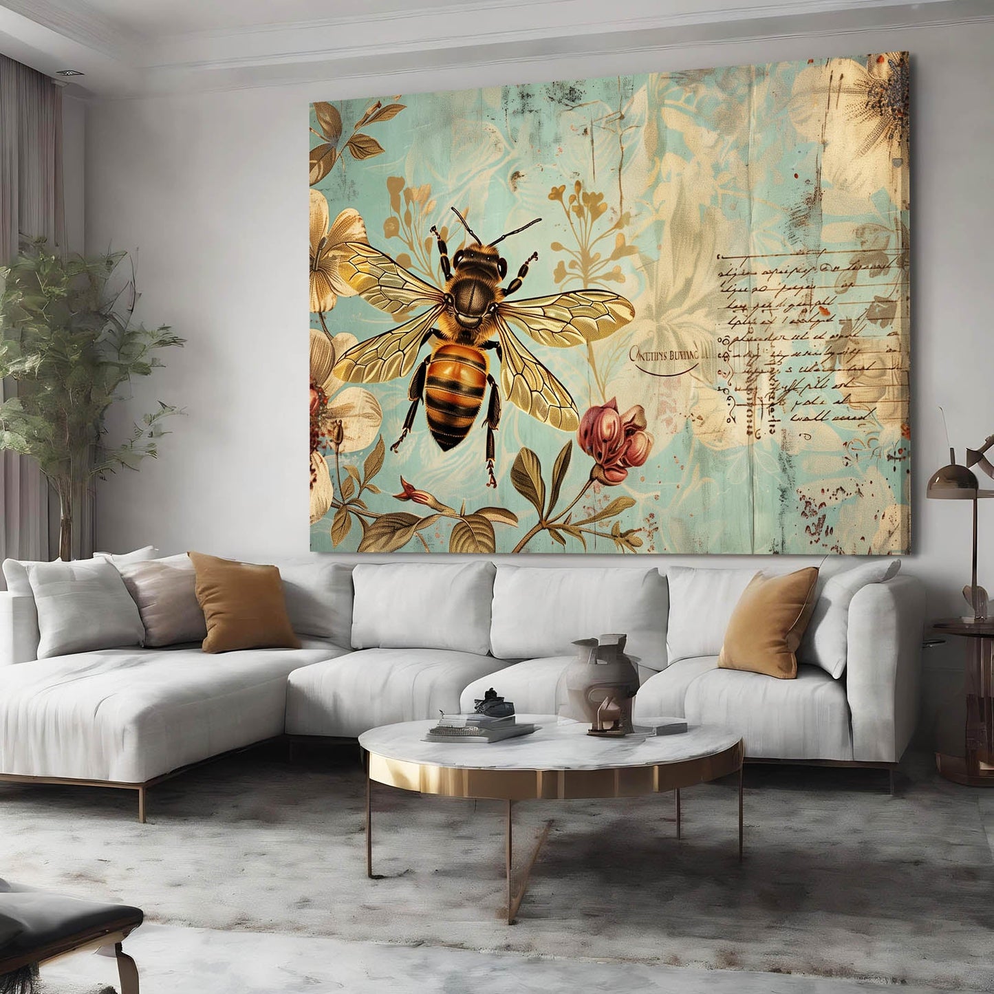 Vintage Botanical Bee Art