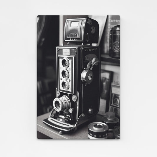 Vintage Camera Photography Print – angled canvas view on white background