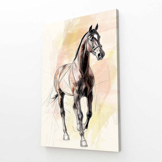 Vintage Horse Art – angled canvas view on white background