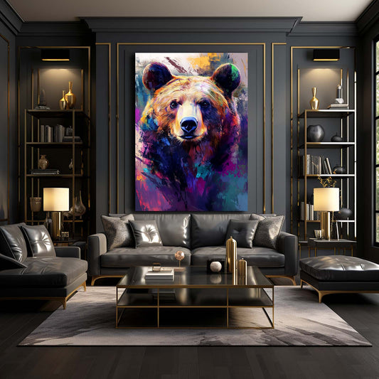 Vivid Bear Art — abstract canvas print in blue tones, view 3