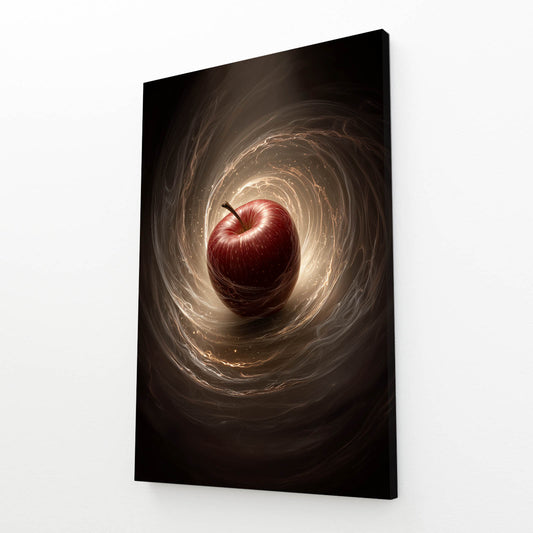 Vortex Swirl Apple Art – angled canvas view on white background