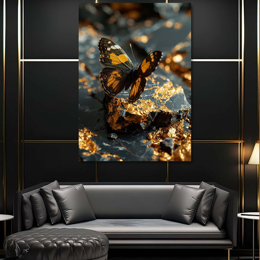 Wall Art Butterfly — photography canvas print in orange tones, view 3