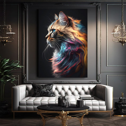 Wall Art Cat Decor — digital canvas print in white tones, view 3