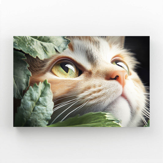 Wall Art Cat Prints – angled canvas view on white background