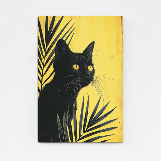 Wall Art Golden Gaze Cat – angled canvas view on white background