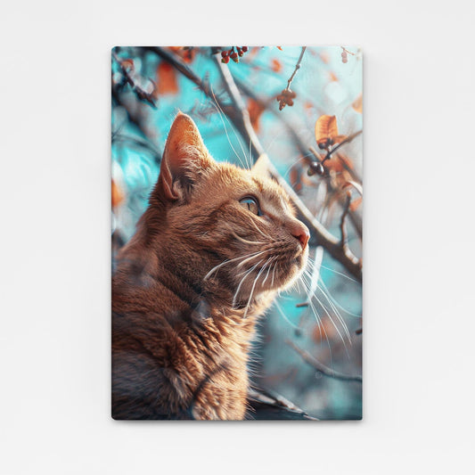Wall Art Orange Cat – angled canvas view on white background