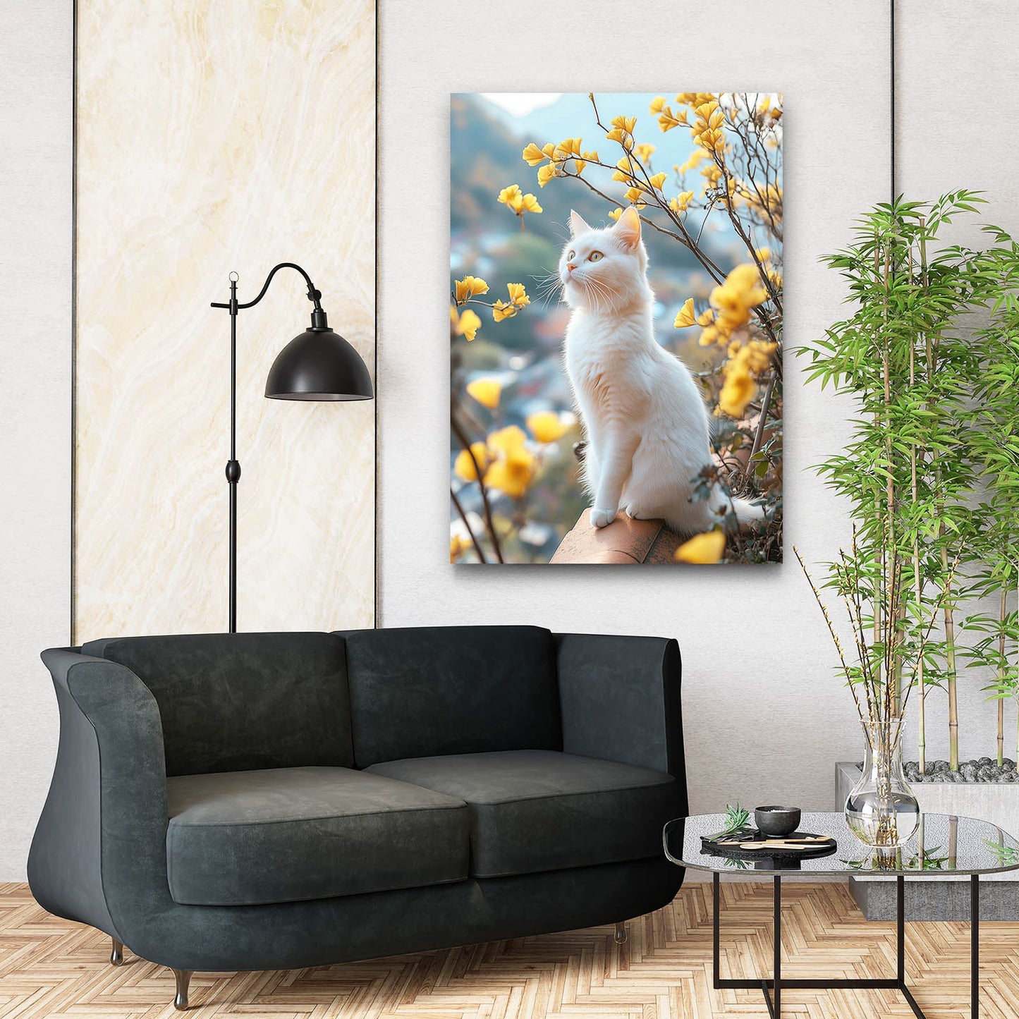 Wall Art White Cat