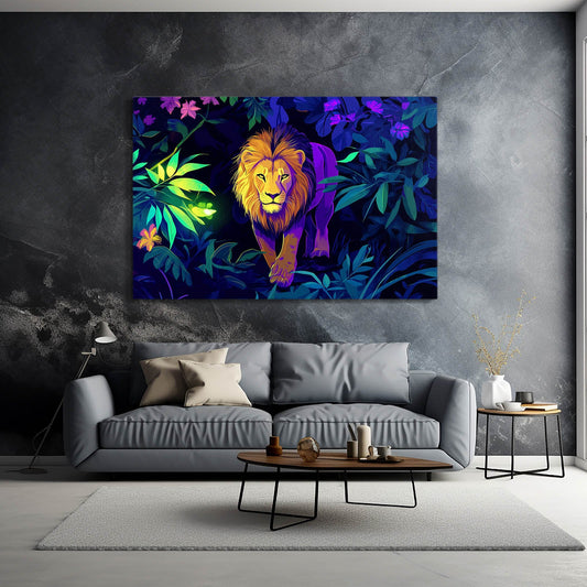 Wall Artwork Lion — african art canvas print in blue tones, view 3