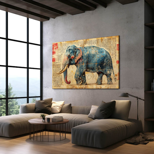 Wall Elephant Art — abstract canvas print in orange tones, view 3