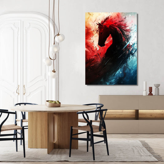 War Horse Wall Art – angled canvas view on white background