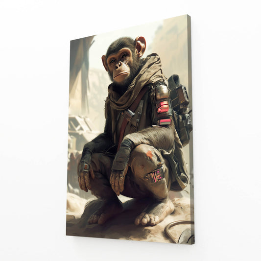 Wasteland Scout Monkey Wall Art – angled canvas view on white background
