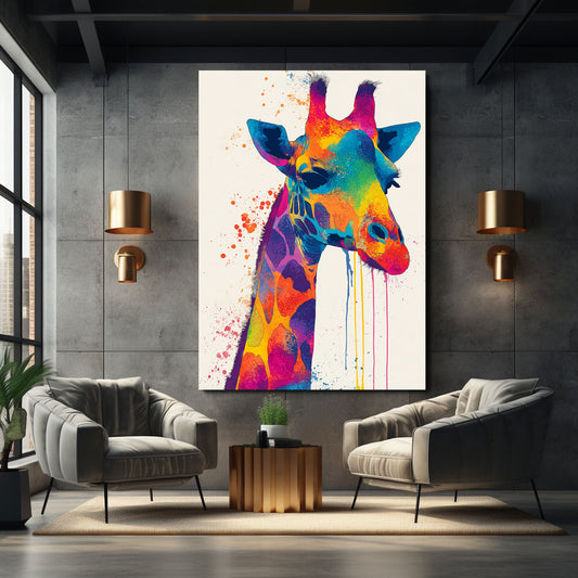 Watercolor Giraffe Art — abstract canvas print in blue tones, view 4