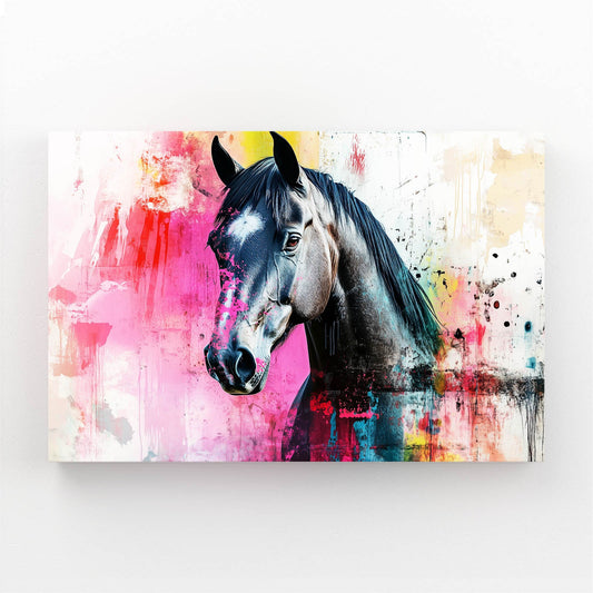 Watercolor Horse Prints — classic canvas print, angled canvas view on white background