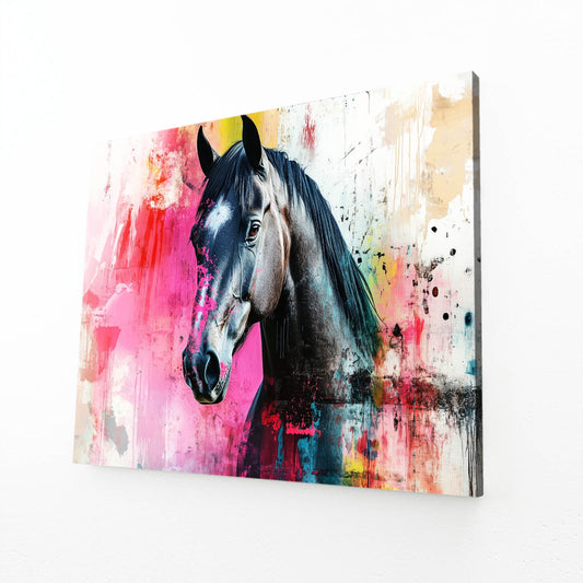 Watercolor Horse Prints – angled canvas view on white background