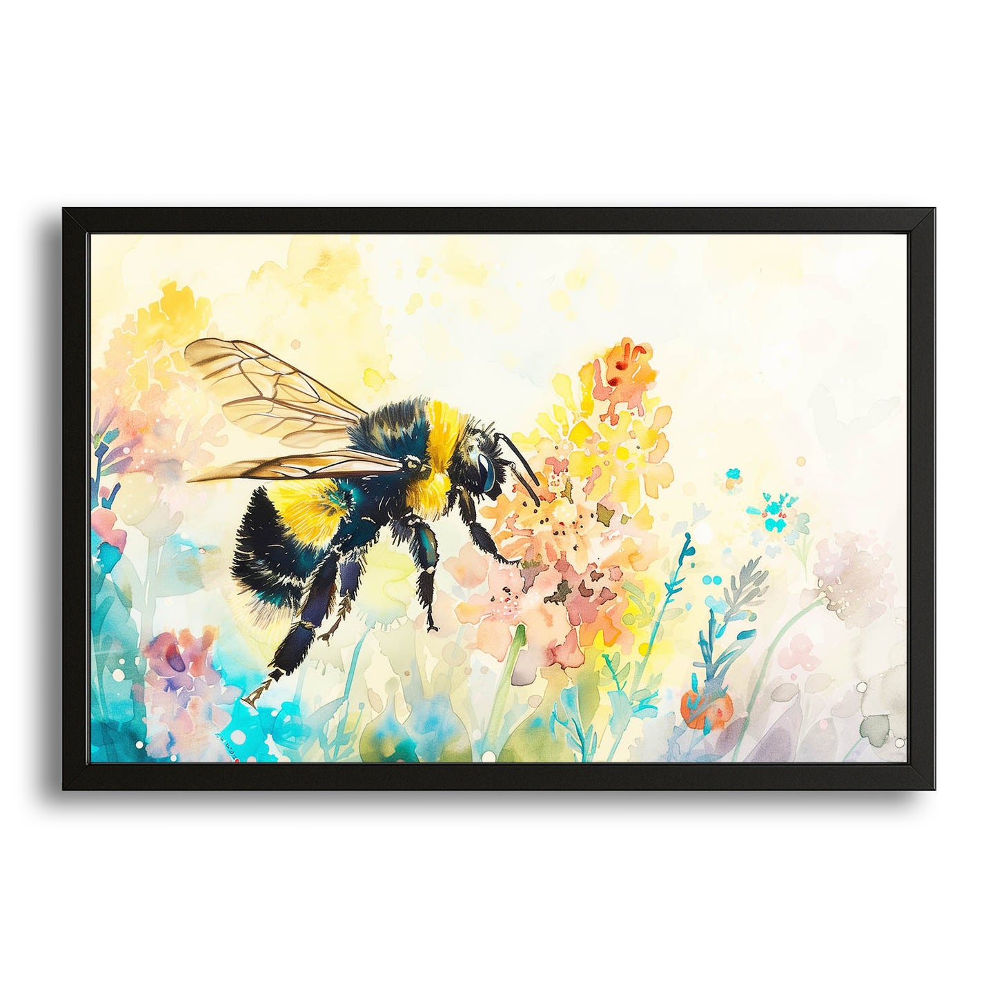 Watercolor Meadow Bee Art