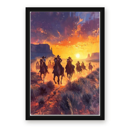 Western Horse Wall Art – with Premium Black wood frame