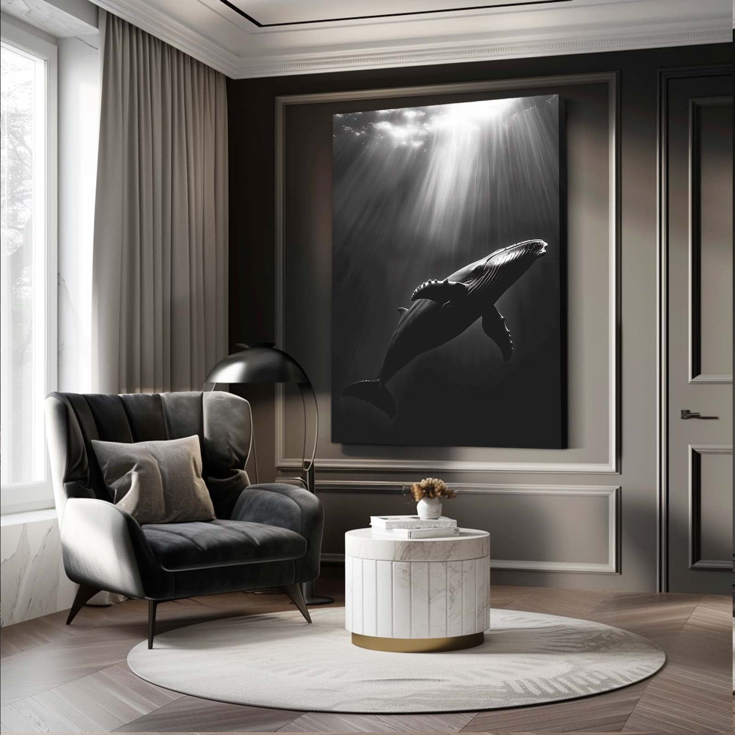 Whale Art Black And White
