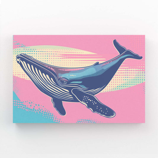 Whale Design Art — anime canvas print in pink tones, angled canvas view on white background