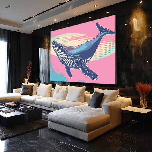 Whale Design Art — anime canvas print in pink tones, view 3