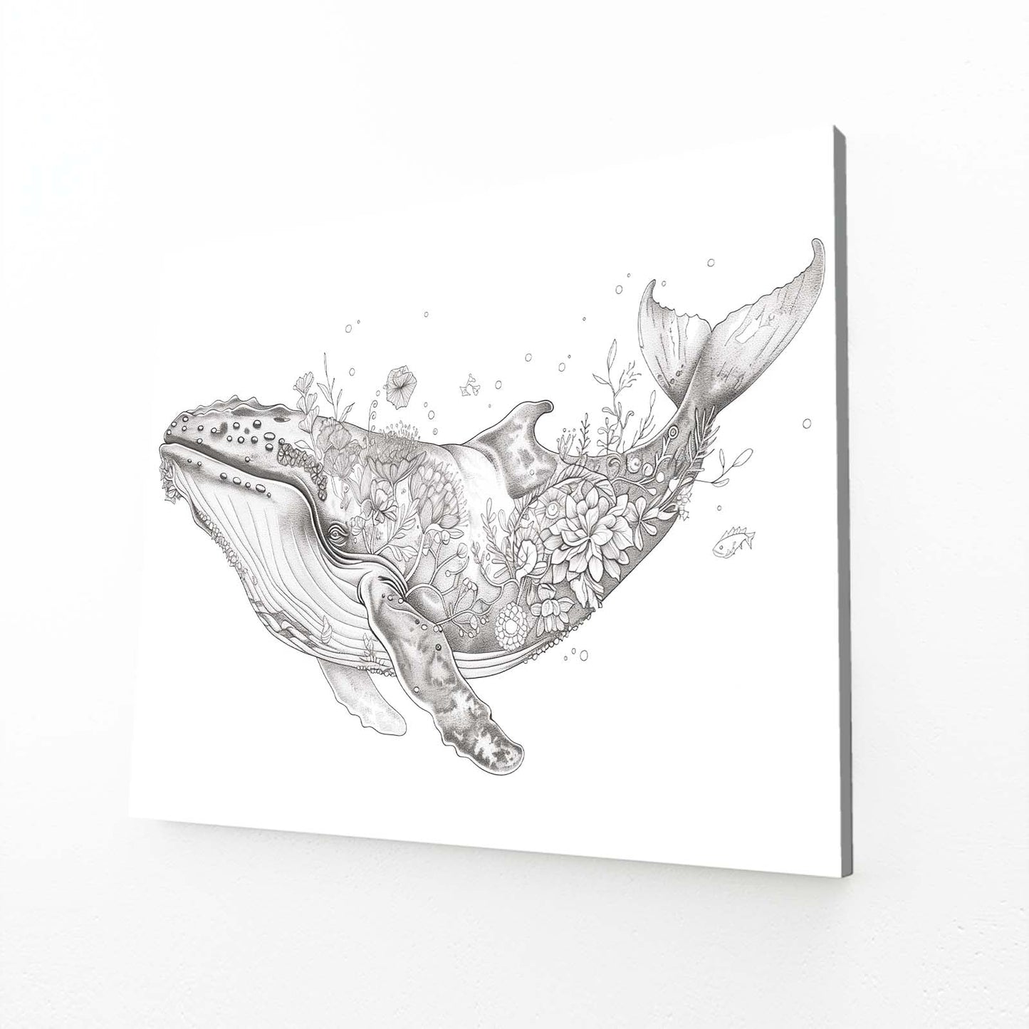 Whale Line Art Floral