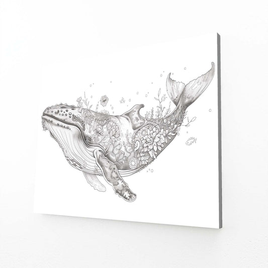 Whale Line Art Floral