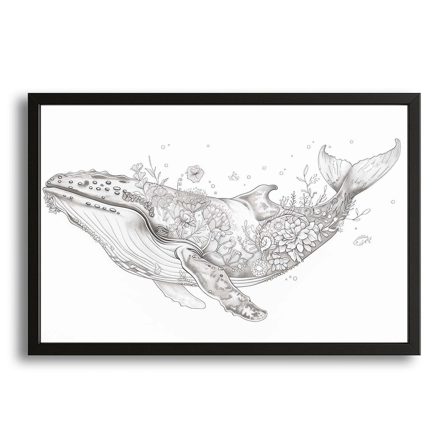 Whale Line Art Floral
