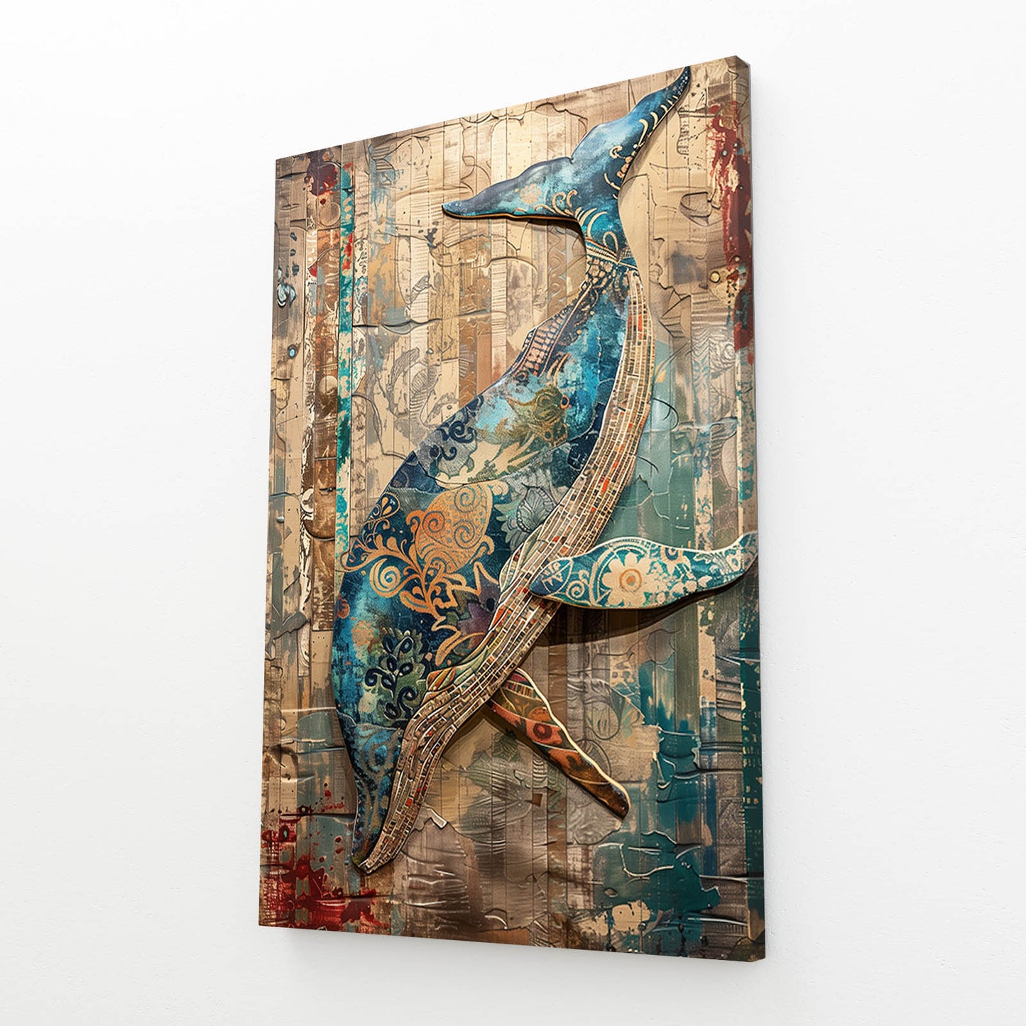 Whale Mosaic Folk Art