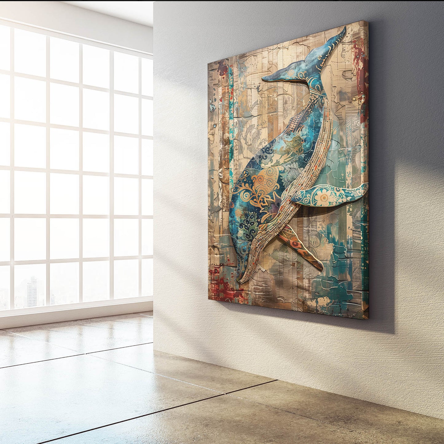 Whale Mosaic Folk Art